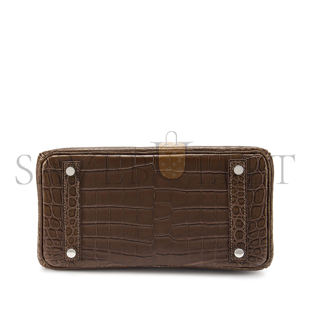H**mes master birkin 25 crocodile leather elephant grey silver buckle h041354ck63 (25*20*13cm)